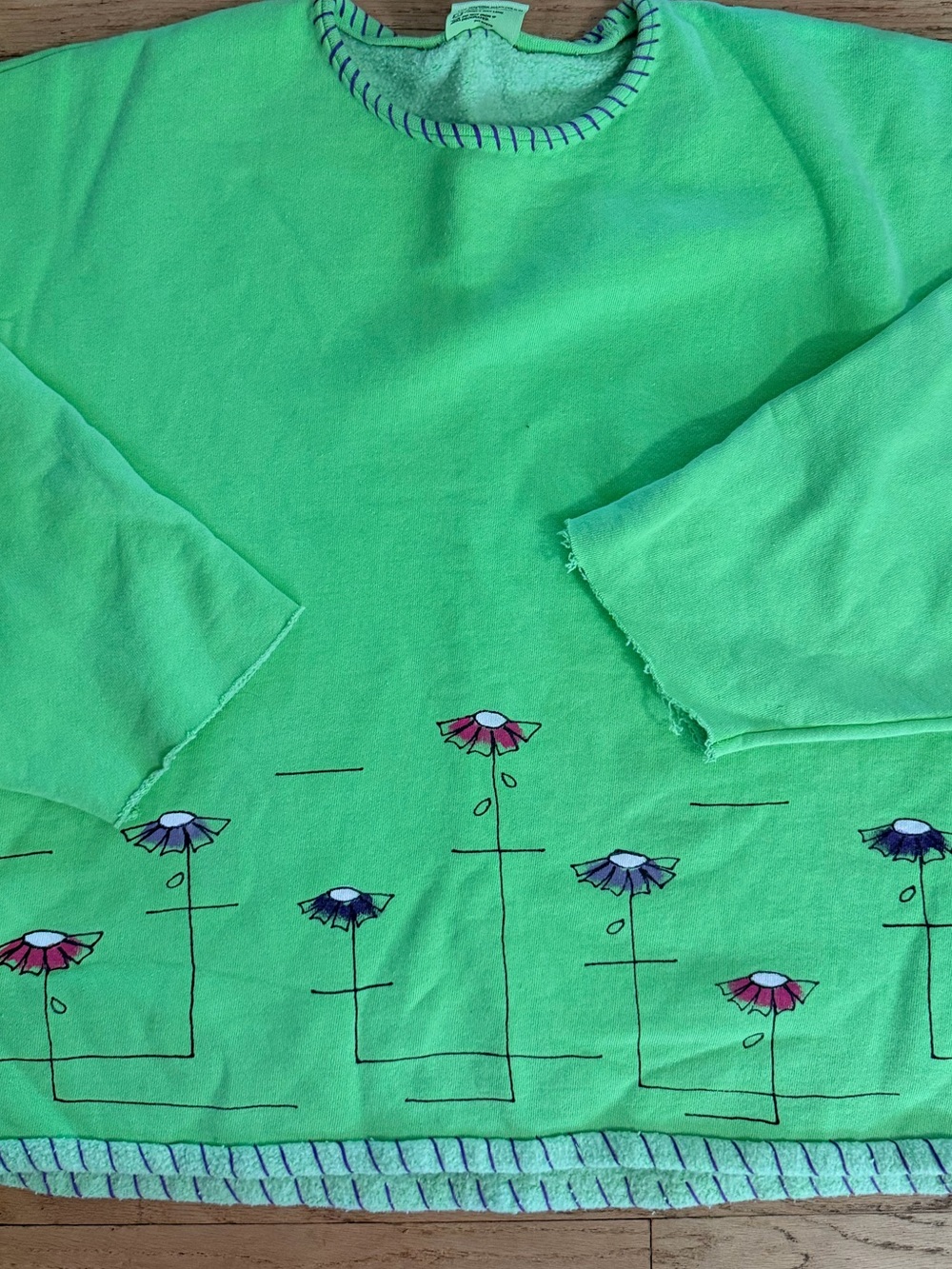Vintage 90s Comfort Colors XL Floral Art To Wear Sweatshirt Made USA Retro Boxy